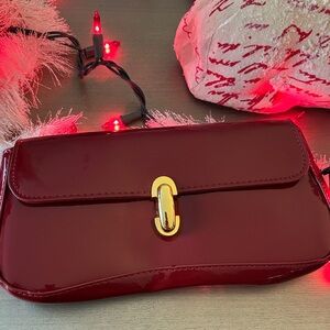 Elegant Red Clutch Bag with strap, new